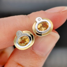 Load image into Gallery viewer, Vintage 14ct Yellow and White Gold Citrine and Diamond Stud Earrings