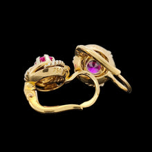 Load image into Gallery viewer, Vintage 18ct Yellow and White Gold Synthetic Ruby Lever Back Earrings
