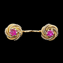 Load image into Gallery viewer, Vintage 18ct Yellow and White Gold Synthetic Ruby Lever Back Earrings