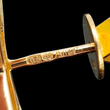 Load image into Gallery viewer, An 18 carat gold hallmark on a yellow gold earring post