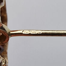 Load image into Gallery viewer, Vintage 9ct Gold Garnet and Diamond Cluster Stud Earrings posts, hallmark