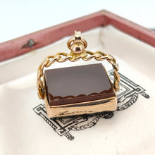 Load image into Gallery viewer, A carnelian swivel fob in yellow gold, in an antique box