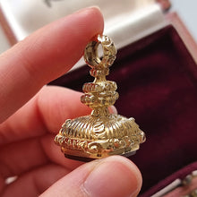 Load image into Gallery viewer, Vintage 9ct Gold Carnelian Fob Seal in hand