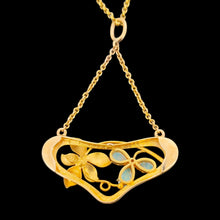 Load image into Gallery viewer, Art Nouveau 15ct Gold Opal, Ruby and Diamond Pendant Necklace