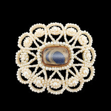 Load image into Gallery viewer, Georgian/Victorian Seed Pearl and Mother of Pearl Mourning Brooch