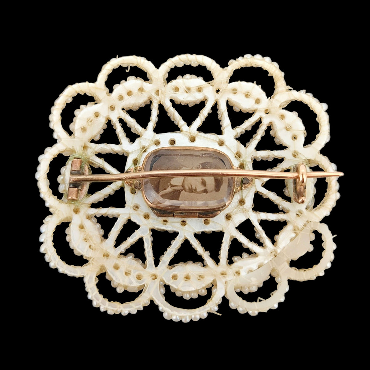 Broche Ancienne Ornée De Perles - Bijou Antique (spilla)