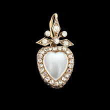 Load image into Gallery viewer, Antique 9ct Gold Moonstone and Diamond Heart Pendant
