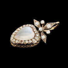 Load image into Gallery viewer, Antique 9ct Gold Moonstone and Diamond Heart Pendant