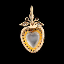 Load image into Gallery viewer, Antique 9ct Gold Moonstone and Diamond Heart Pendant