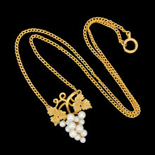 Load image into Gallery viewer, Vintage 9ct Yellow Gold Pearl Grape Bunch Necklace, Hallmarked London 1961