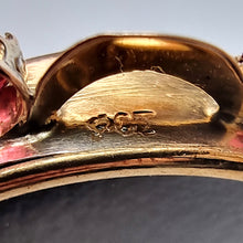 Load image into Gallery viewer, Vintage 9ct Gold Ruby Open Faced Locket stamp