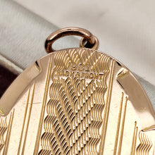 Load image into Gallery viewer, An oval yellow gold locket pendant with engraving, showing the 9CT BACK & FRONT stamp