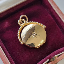 Load image into Gallery viewer, Vintage 9ct Gold Old Cut Diamond Swivel Locket