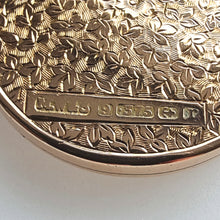 Load image into Gallery viewer, Antique 9ct Gold Round Engraved Locket, Hallmarked Birmingham 1916 hallmark and maker's mark