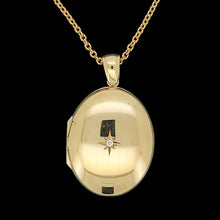 Load image into Gallery viewer, Vintage 9ct Yellow Gold Diamond Oval Locket with chain