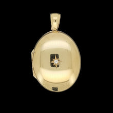 Load image into Gallery viewer, Vintage 9ct Yellow Gold Diamond Oval Locket front