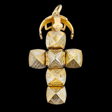 Load image into Gallery viewer, A folding masonic ball fob pendant in gold and silver, on a black background