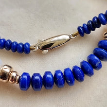 Load image into Gallery viewer, Lapis Lazuli and Freshwater Pearl Necklace clasp