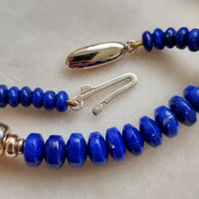 Load image into Gallery viewer, Lapis Lazuli and Freshwater Pearl Necklace clasp