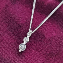 Load image into Gallery viewer, 18ct White Gold Three Stone Diamond Pendant with Chain, 0.25ct back