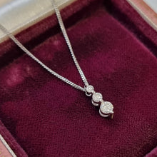 Load image into Gallery viewer, 18ct White Gold Three Stone Diamond Pendant with Chain, 0.25ct in box