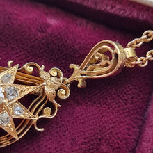 Load image into Gallery viewer, Victorian 15ct Gold Old Cut Diamond Star Drop Pendant with Chain halter