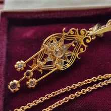 Load image into Gallery viewer, Victorian 15ct Gold Old Cut Diamond Star Drop Pendant with Chain back