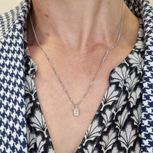 Load image into Gallery viewer, 18ct White Gold Princess Cut Diamond Pendant, 0.26ct modelled with chain