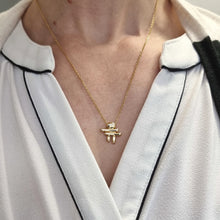 Load image into Gallery viewer, Birks "Inukshuk" 18k Yellow Gold Pendant Necklace modelled