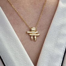 Load image into Gallery viewer, Birks "Inukshuk" 18k Yellow Gold Pendant Necklace modelled