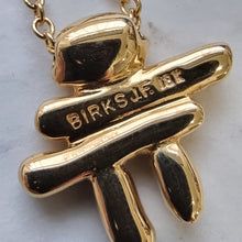 Load image into Gallery viewer, Birks "Inukshuk" 18k Yellow Gold Pendant Necklace stamp on back of pendant