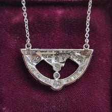 Load image into Gallery viewer, Art Deco Platinum Diamond Pendant on 9ct White Gold Chain back