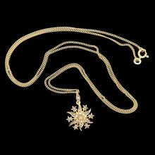 Load image into Gallery viewer, Antique 15ct Gold Pearl Star Pendant with 14ct Gold Curb Chain shown on a black background