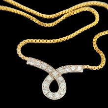 Load image into Gallery viewer, Vintage 9ct Yellow and White Gold Diamond Loop Pendant Necklace