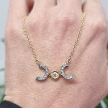Load image into Gallery viewer, 18ct Yellow & White Gold Diamond Pendant with Chain in hand
