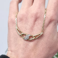Load image into Gallery viewer, Vintage 14k Yellow Gold Diamond Necklace in hand