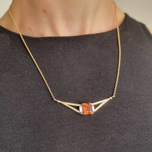 Load image into Gallery viewer, Handmade 18ct Gold Citrine and Diamond Necklace modelled