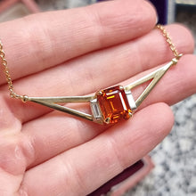 Load image into Gallery viewer, Handmade 18ct Gold Citrine and Diamond Necklace in hand