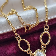 Load image into Gallery viewer, Vintage 9ct Gold Diamond Drop Pendant Necklace chain