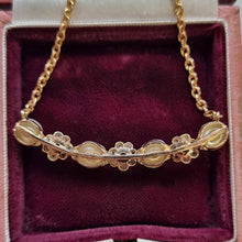 Load image into Gallery viewer, Antique 15ct Gold Pearl and Rose Cut Diamond Pendant Necklace back