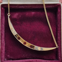Load image into Gallery viewer, Antique 9ct Gold Ruby and Pearl Crescent Pendant Necklace