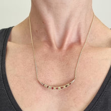 Load image into Gallery viewer, Antique 9ct Yellow Gold Ruby and Pearl Crescent Pendant Necklace