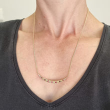 Load image into Gallery viewer, Antique 9ct Gold Ruby and Pearl Crescent Pendant Necklace