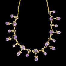Load image into Gallery viewer, Antique 15ct Yellow Gold Amethyst and Pearl Fringe Necklace