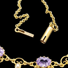 Load image into Gallery viewer, Antique 15ct Yellow Gold Amethyst and Pearl Fringe Necklace