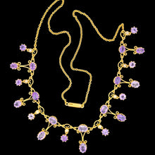 Load image into Gallery viewer, Antique 15ct Yellow Gold Amethyst and Pearl Fringe Necklace