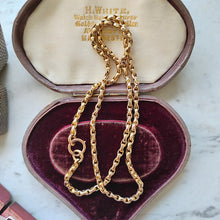 Load image into Gallery viewer, A yellow gold faceted link chain necklace, in an antique box