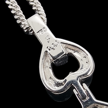 Load image into Gallery viewer, 18ct & 9ct White Gold Onyx and Diamond Drop Necklace back of pendant