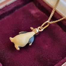 Load image into Gallery viewer, Vintage 9ct Gold Penguin Charm Necklace side, in box