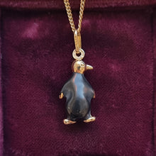 Load image into Gallery viewer, Vintage 9ct Gold Penguin Charm Necklace back, in box